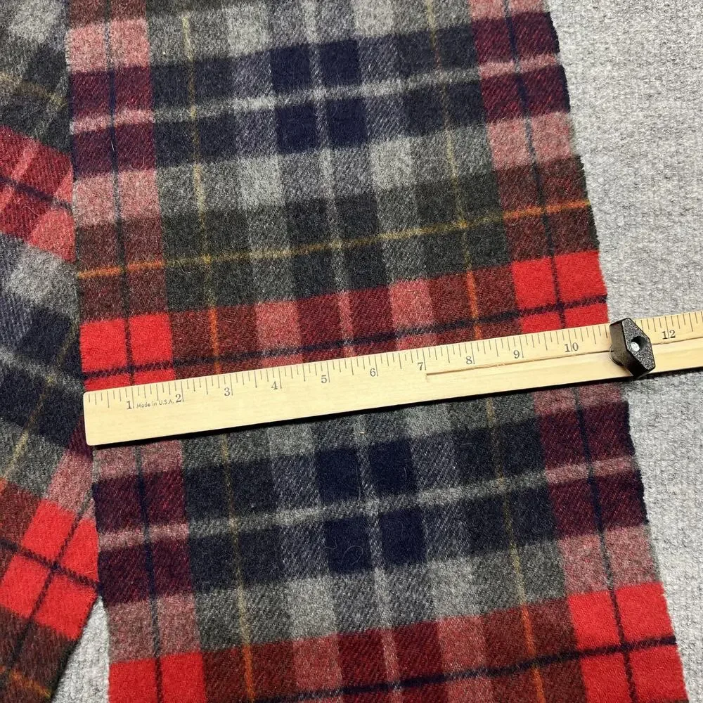 John Hanly Scarf Red Plaid 100% Lambswool Woven Ireland Warm